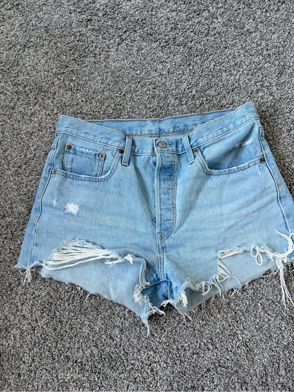 Levi’s 501 Distressed Light Wash Denim Cutoff Shorts 100% Cotton